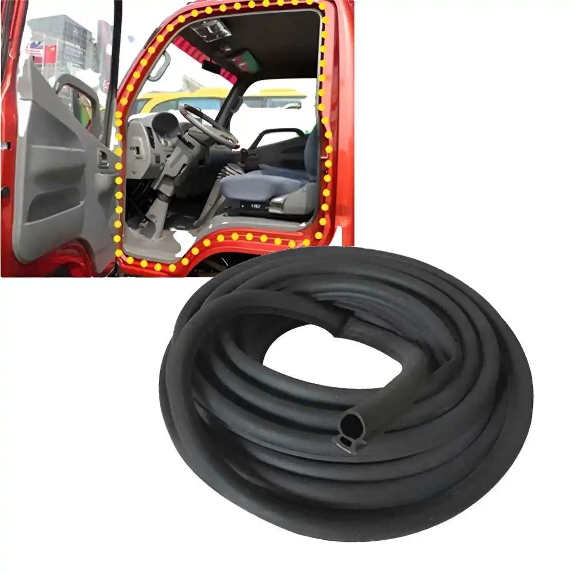 Black 5m Semi Truck Lorry Wagon Van Door Seal Sealing Strip Rubber Weather Insulation Stripping Moulding Edge Trim 16.4FT New