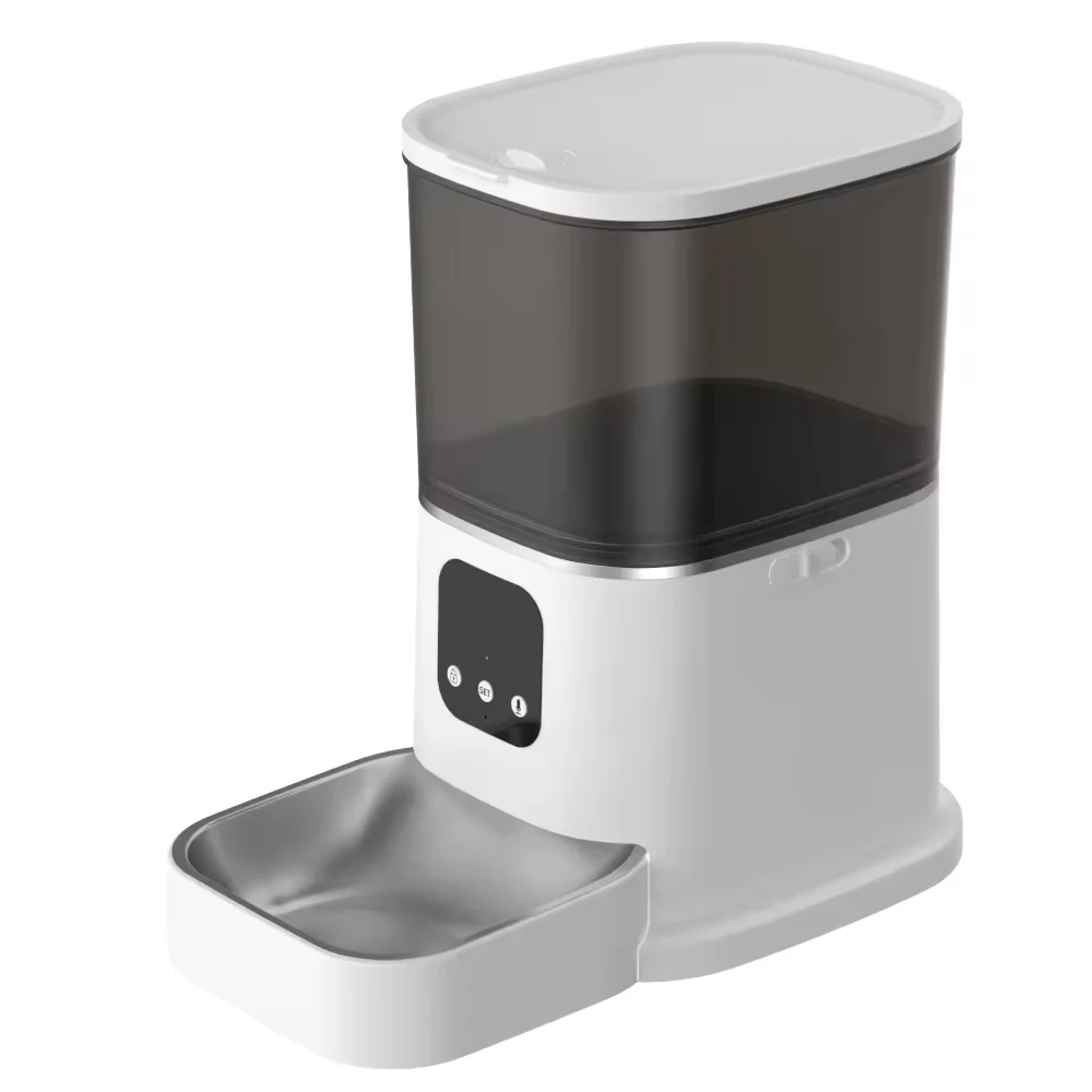 

Smart Button Type Pet Feeder with Voice Recording WiFi Camera Tuya App Control for Cats Dogs Dry Food Bowl Feeding Schedule