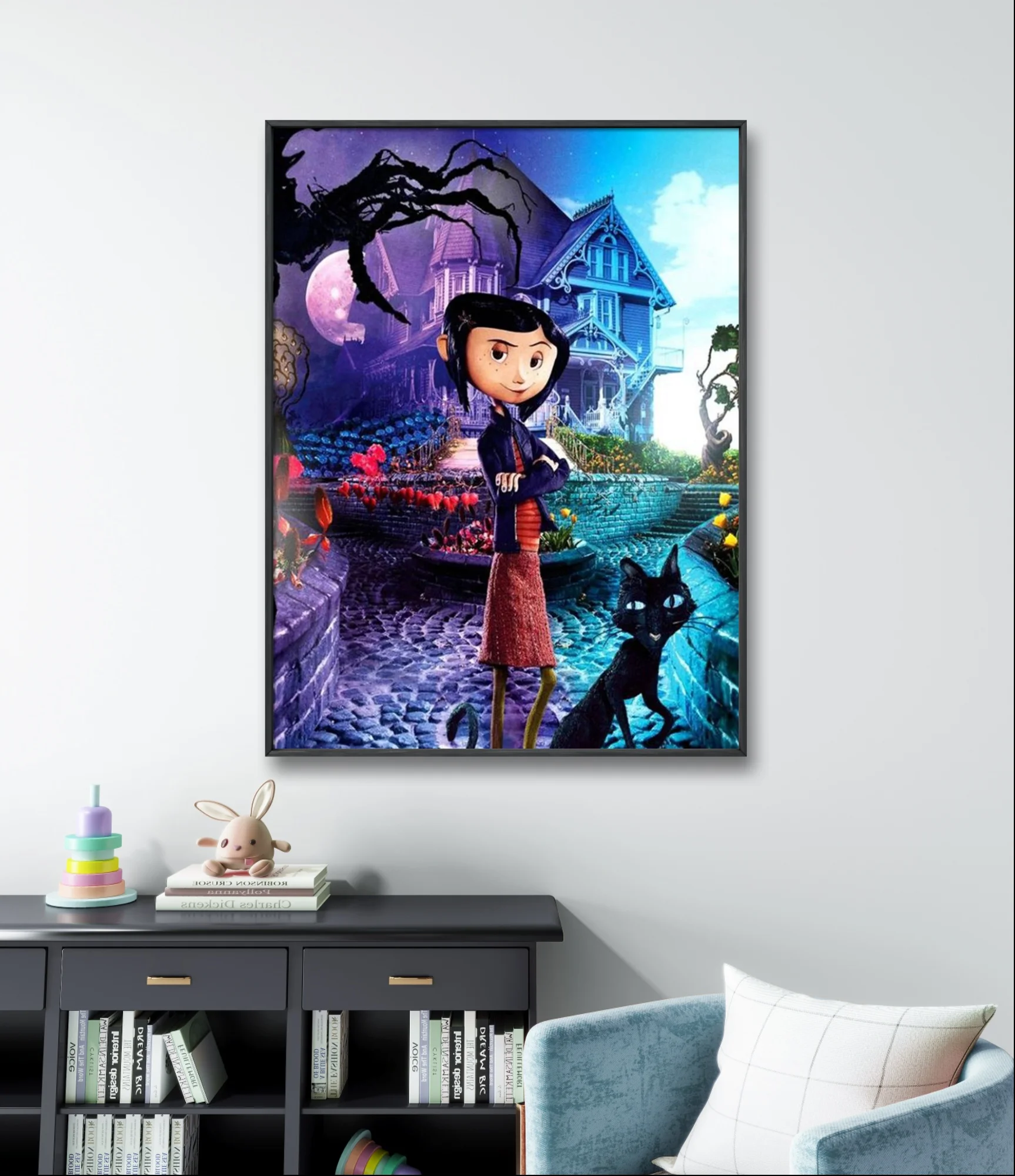 Coraline & The Secret ประตู 5D เย็บปักถักร้อยเพชร Coraline ภาพยนตร์การ์ตูนเพชรภาพวาดโมเสคสติ๊กเกอร์ติดผนังเด็กตกแต่งห้อง