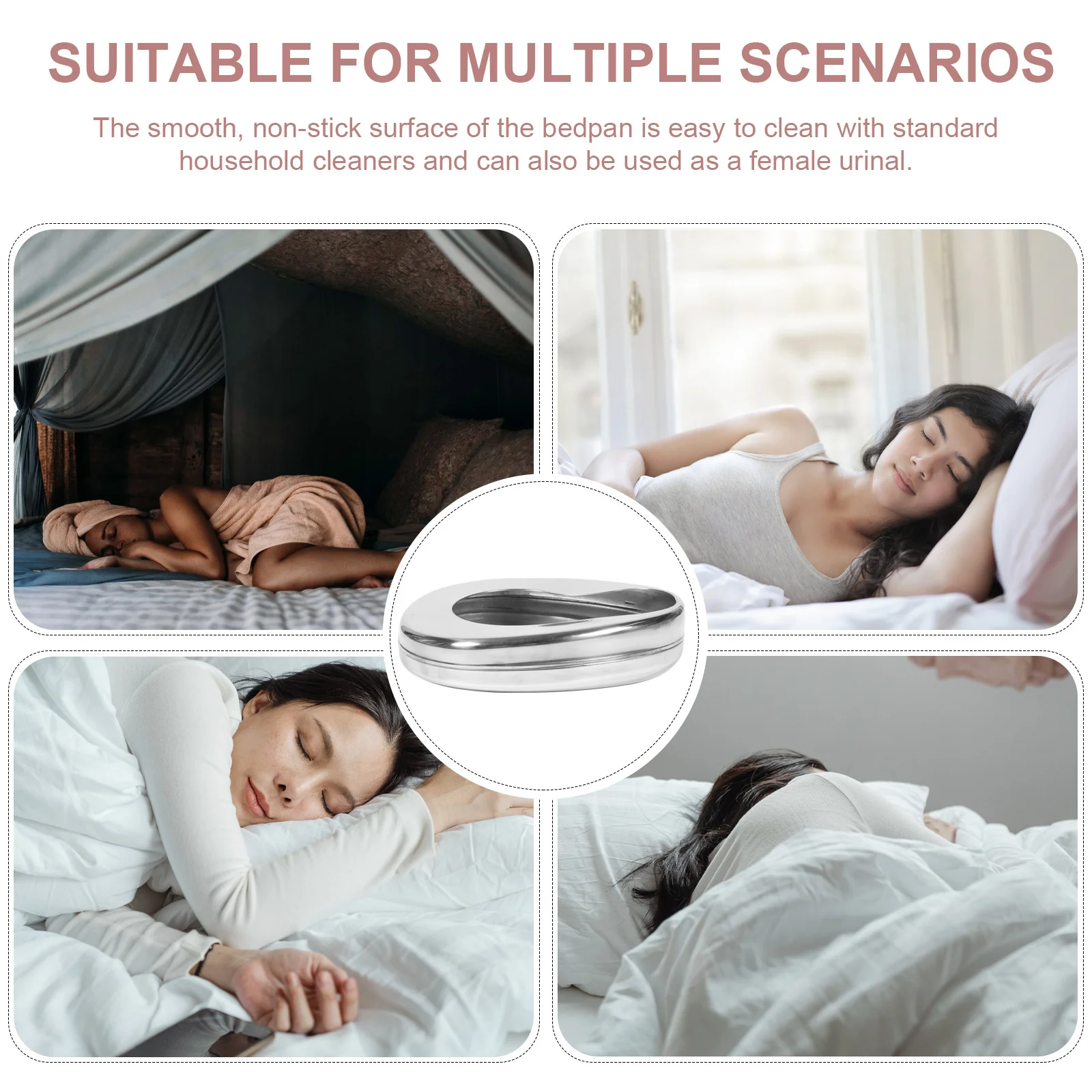 

1pc Stainless Steel Bedpan Durable Smooth Non-Stick Anti-Spill Portable Urinal For Bedridden Patients Elderly Pregnant Women