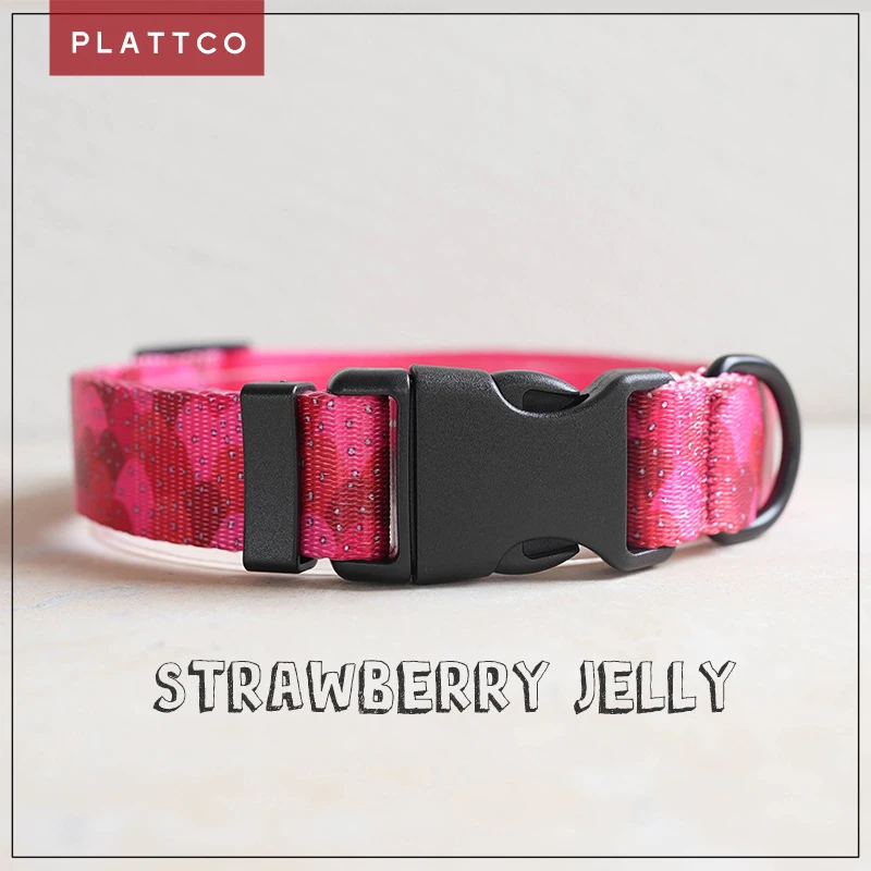 PLATTCO personalized STRAWBERRY JELLY dog collar nylon printed dogs puppy collars for small medium large pet 5 sizes PDC322