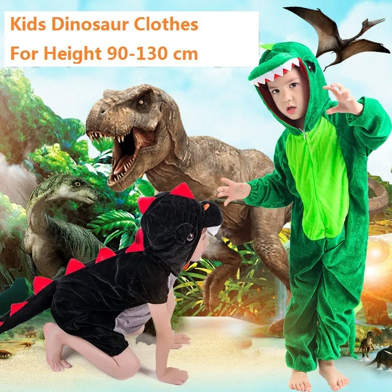 Kids Animal Disfraz Dinosaur Cosplay Costume Green Black School Party Student Game Role Play Suit Summer Children's Day Dress Up