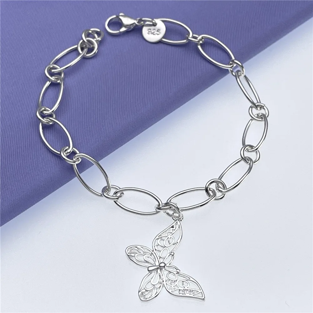 Fashion kpop 925 sterling Silver gorgeous butterfly Bracelets for Women streetwear Jewelry Wedding Accessories party gifts