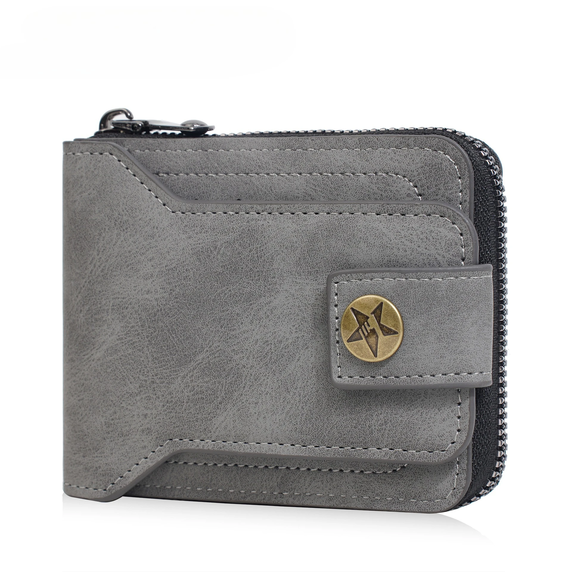 Nowy męski portfel krótki w stylu europejskim i amerykańskim retro, wielofunkcyjny portfel na dokumenty, wysokiej jakości portfel na monety z PU