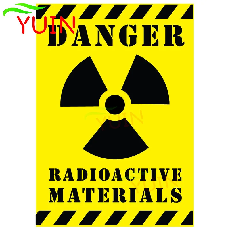 

Car Sticker DANGER RADIOACTIVE MATERIALS Warning Mark Decal PVC Body Decoration Accessories Waterproof Sunscreen Decals 14*10cm