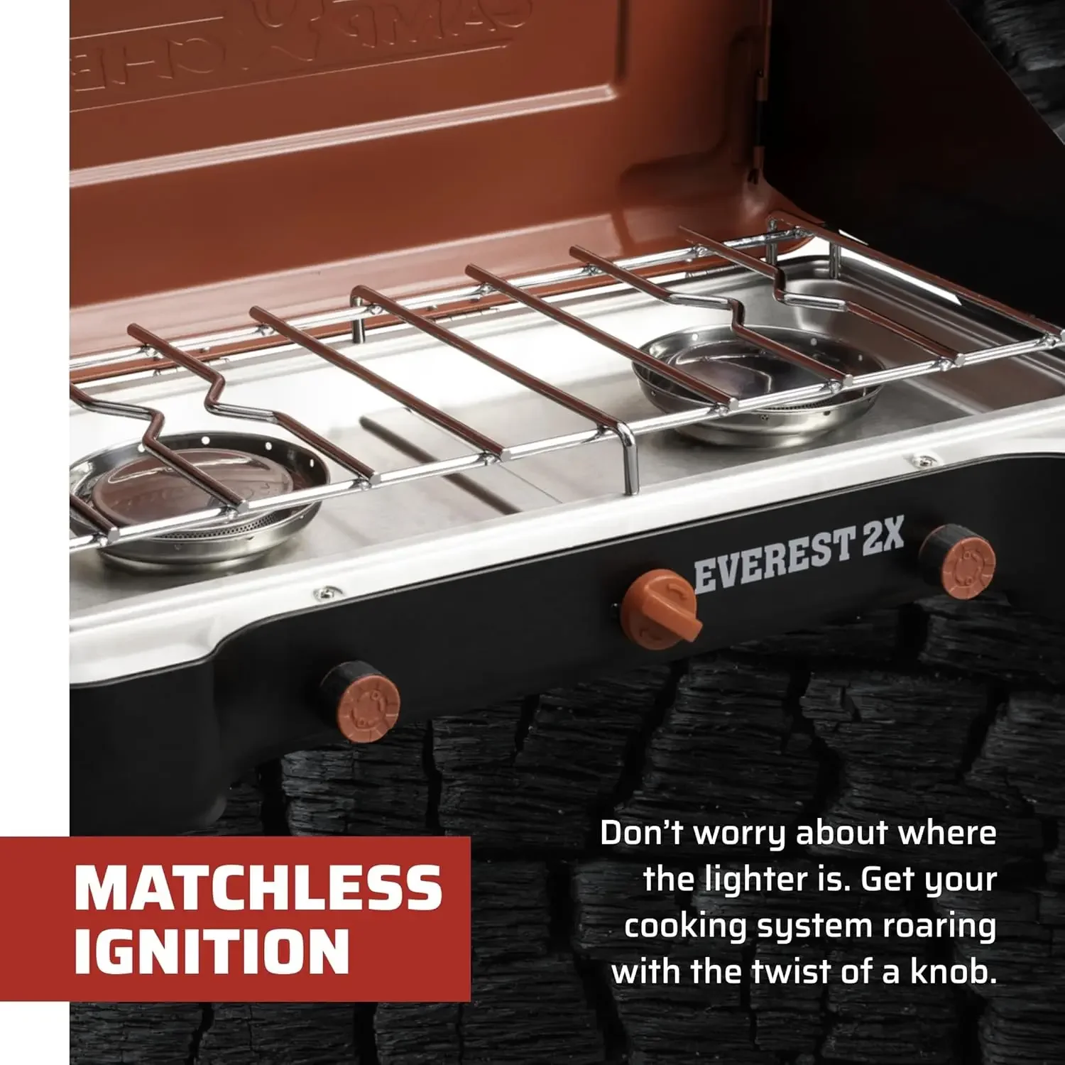 Mountain Series Everest 2X  High Output TwoBurner Camp Stove  Lid Doubles as Windscreen Portable Cooking Stove  For Outdoo