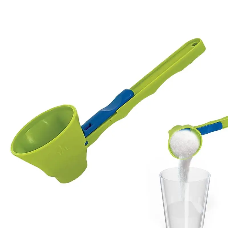 Embudo de cuchara medidora, diseño deslizante, cuchara de café, botella de agua, cuchara de polvo, embudo Scoop, accesorios de cocina para hornear