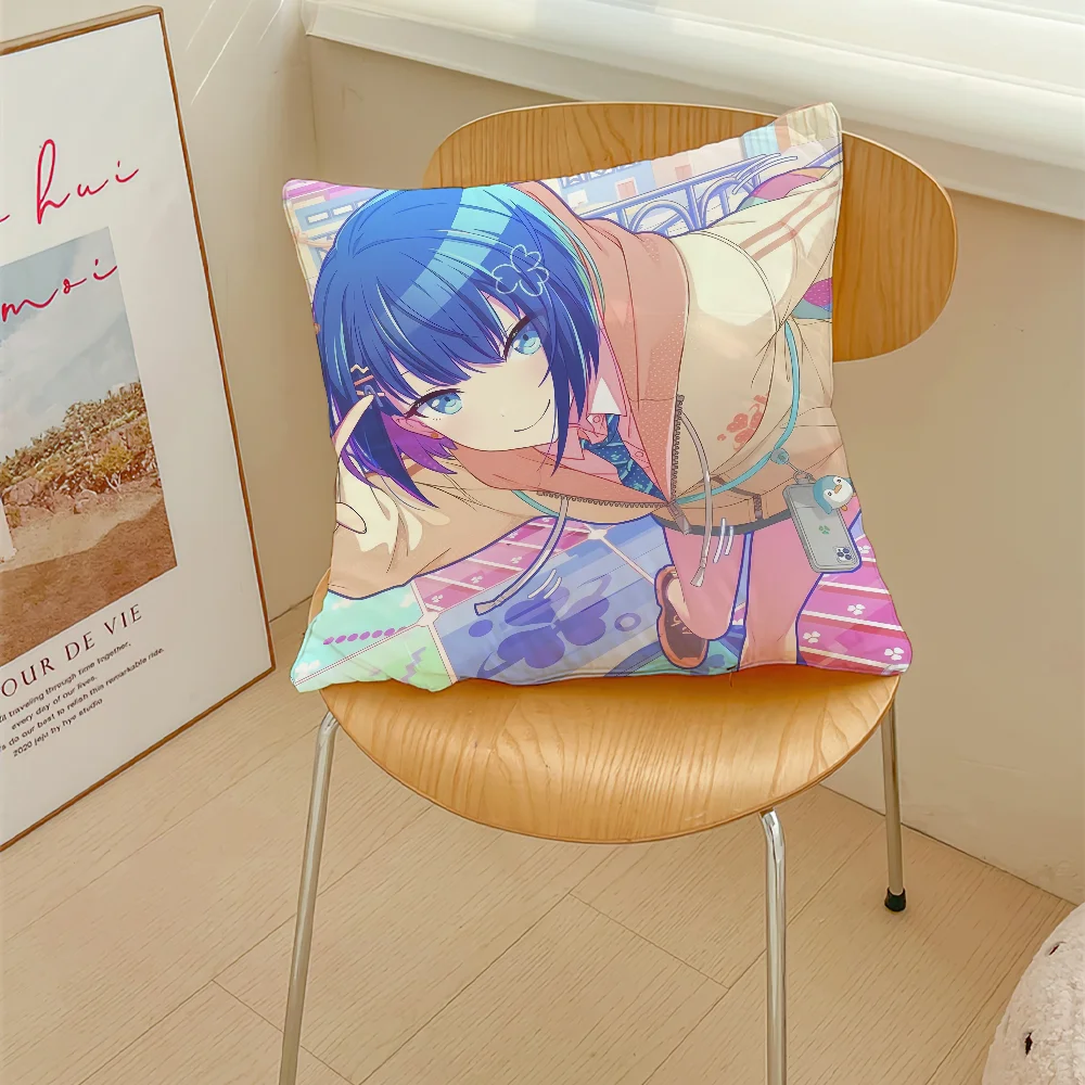 Kawaii Haruka Kiritani Pillow Case Sofa Decorative Home Double-sided Printing Short Plush Cushion Cover