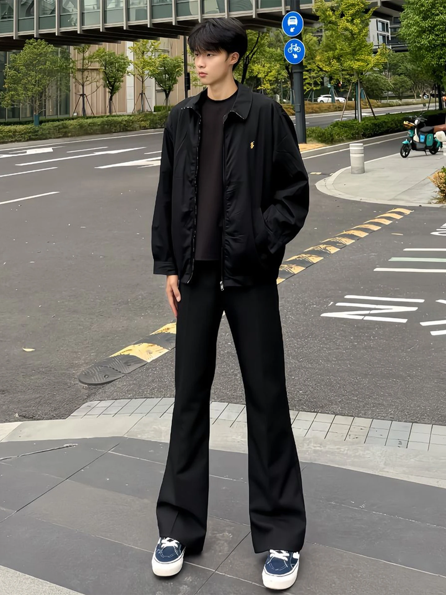 

Мужские повседневные брюки Cleanfit с широкими штанинами, осенние, модные, прямого кроя, из полиэфирного волокна, с низкой посадкой, на пуговицах, стройнящие