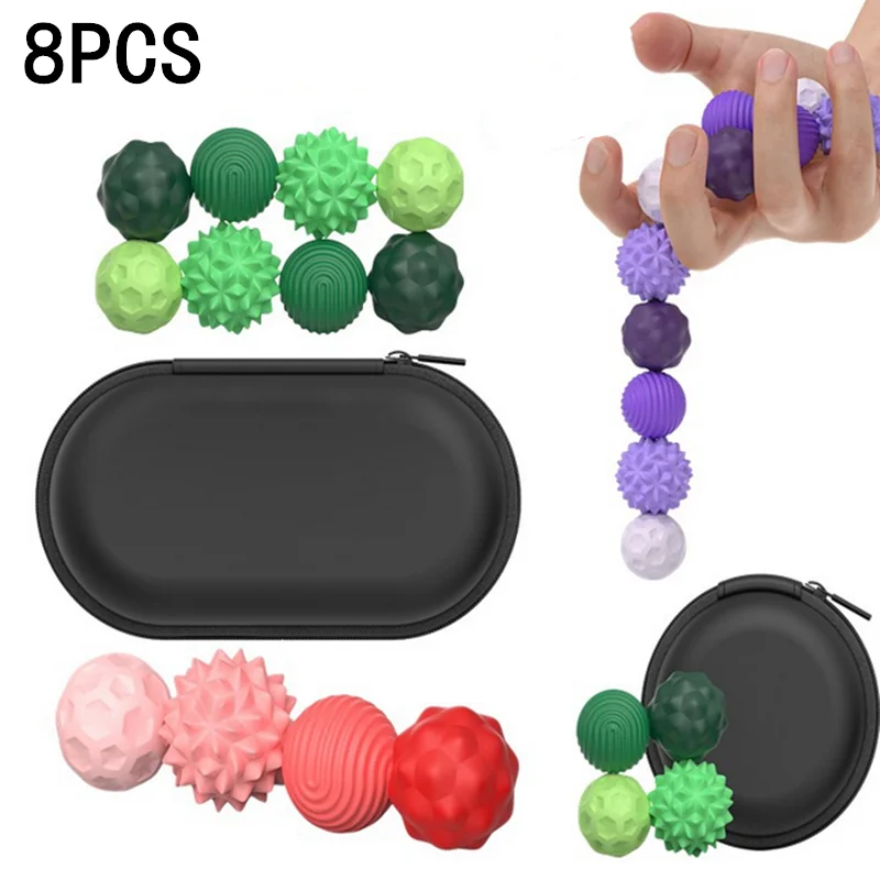 Boules sensorielles magnétiques en Silicone, 4/8 pièces, jouet Fidget, balles d'inquiétude, autisme, apaisant, jouet sensoriel pour enfants et adultes, soulagement du Stress