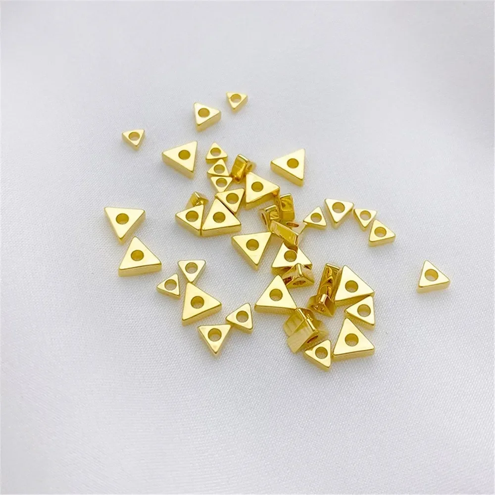 14K Gold-wrapped Triangular Small Broken Gold Spacer Beads Loose Beads DIY Handmade Bracelet Spacer Jewelry Material Accessories