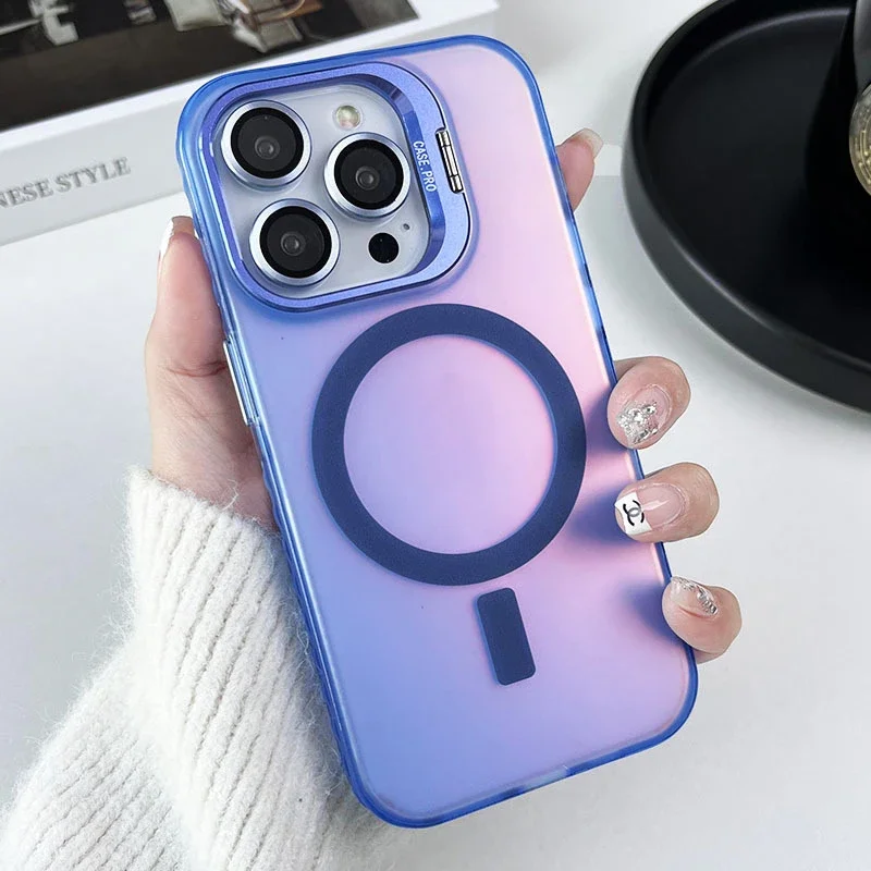 New IMD Phone Case Suitable for iPhone 16pro Lens Holder 15plus Magnetic Suction 14 All Inclusive 13 Matte 1211 Protective Cover