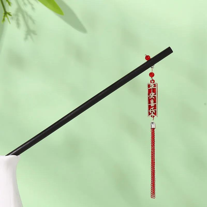 عصي شعر خشبية بشرابة حمراء للنساء والفتيات ، إكسسوارات شعر للحفلات ، موضة ، 1 * * * #6