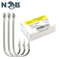 NGB 100PCS 2335 High Carbon Steel Bent Sea Fishing Hook With Eye Nickel 10#-20# Round Barbed Jig Hook With Ring