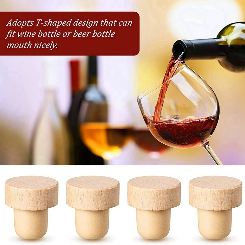 300Pc Wine Bottle T Shaped Wooden Stopper For Wine Wooden Stopper Wine Stopper Reusable Wooden Stopper And Wine Stopper