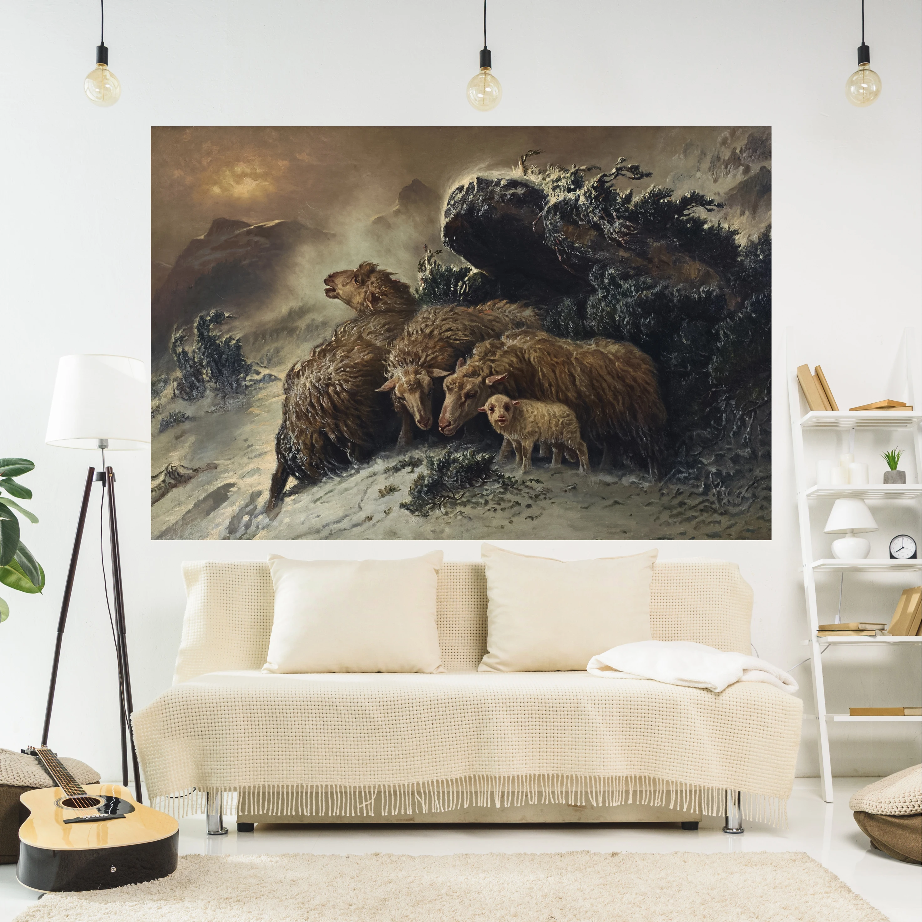 Animal Tapestry Sheep Oil Painting Printed Wall Hanging Art Aesthetics Carpets Bedroom Or Home For Decoration