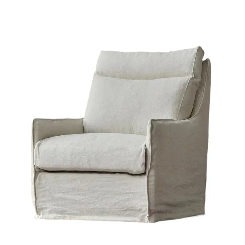 

Linen rice gray high back negotiation chair tiger chair homestay single sofa designer furniture