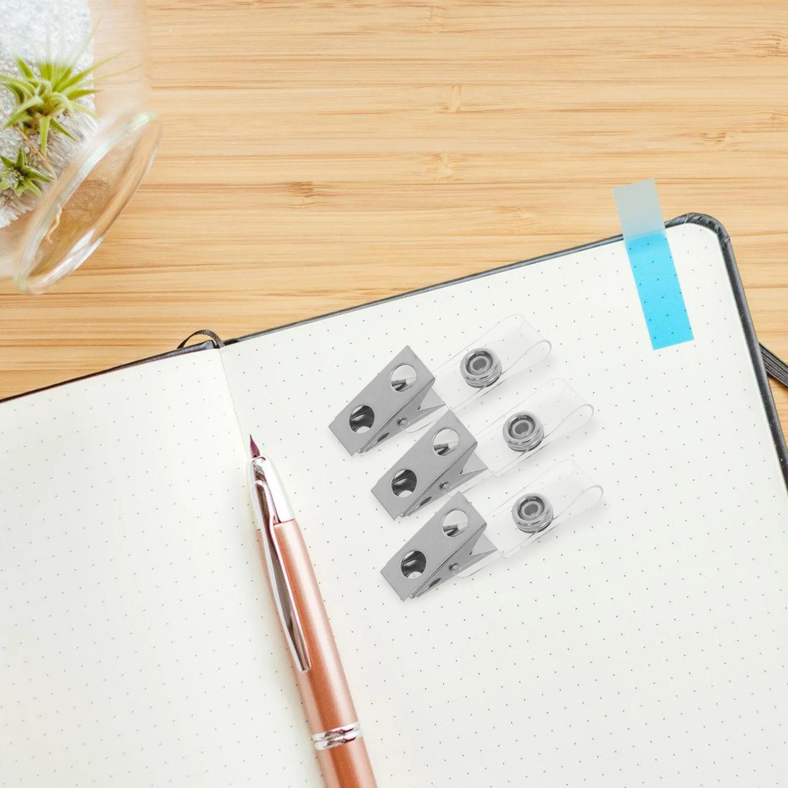 

50Pcs Double Hole Badge Clips Transparent Strap Metal Card Holders for Work Id Badges Metal Card Clip Badge Holder Clips