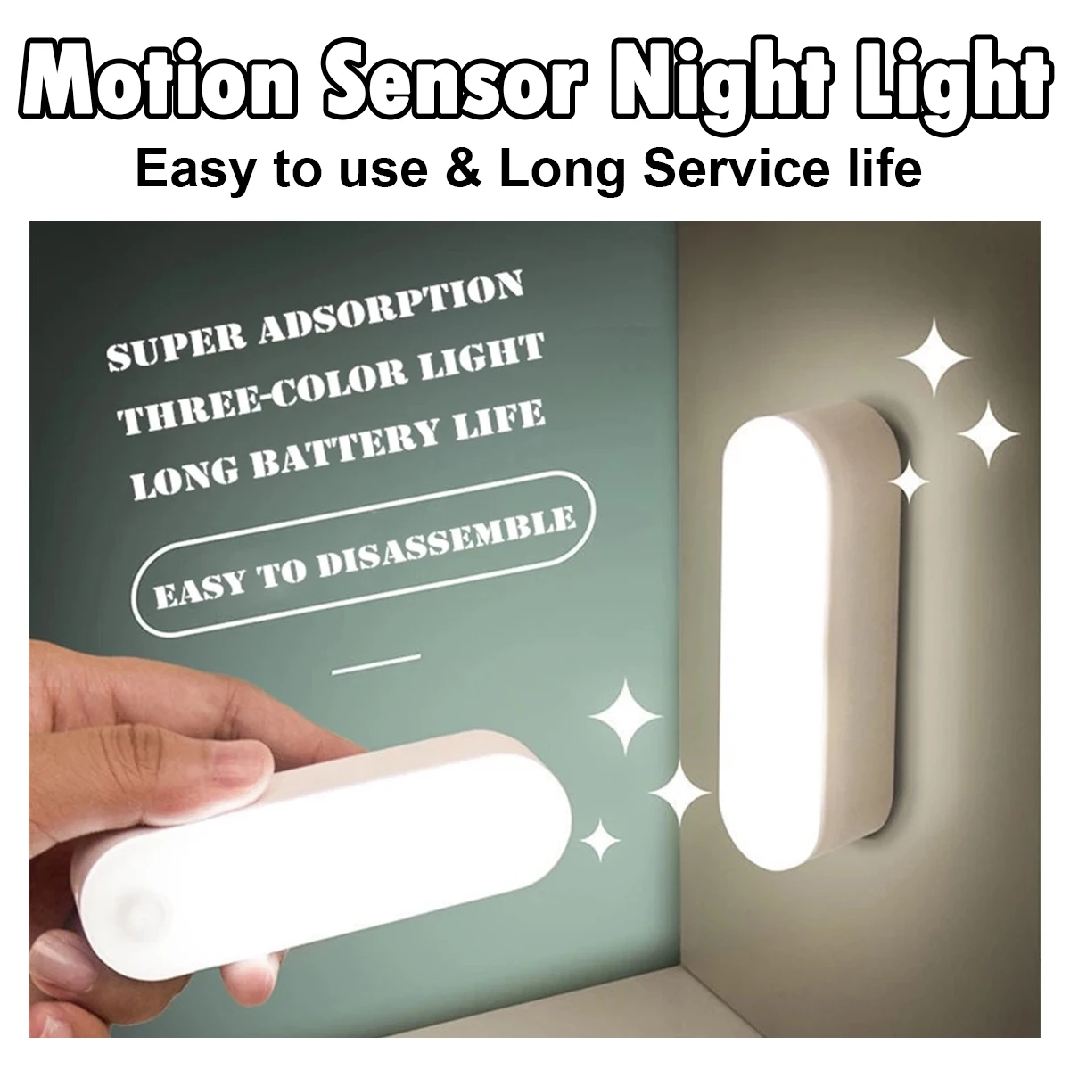 10cm Led Bedside Motion Sensor Night Lamp Magnetic Closet USB Light Wireless Cupboard Stairs Desk Multifunctional Tricolor Strip