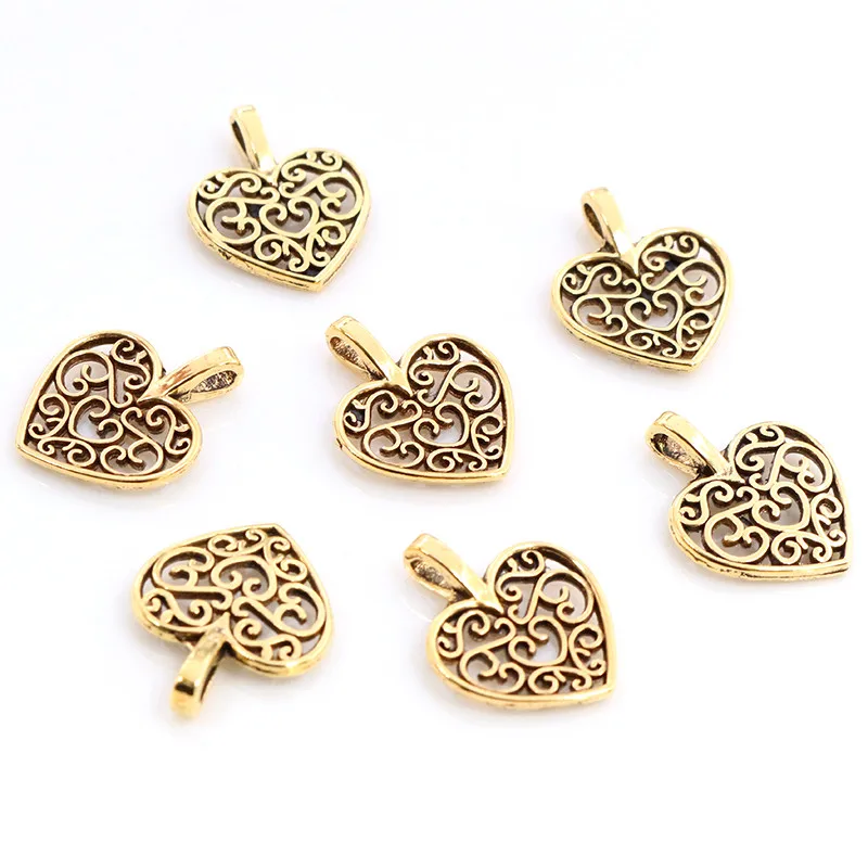 30pcs Charms hollow lovely heart 16x14mm Antique Making pendant fit,Vintage Tibetan Silver Plated Bronze,DIY bracelet necklace