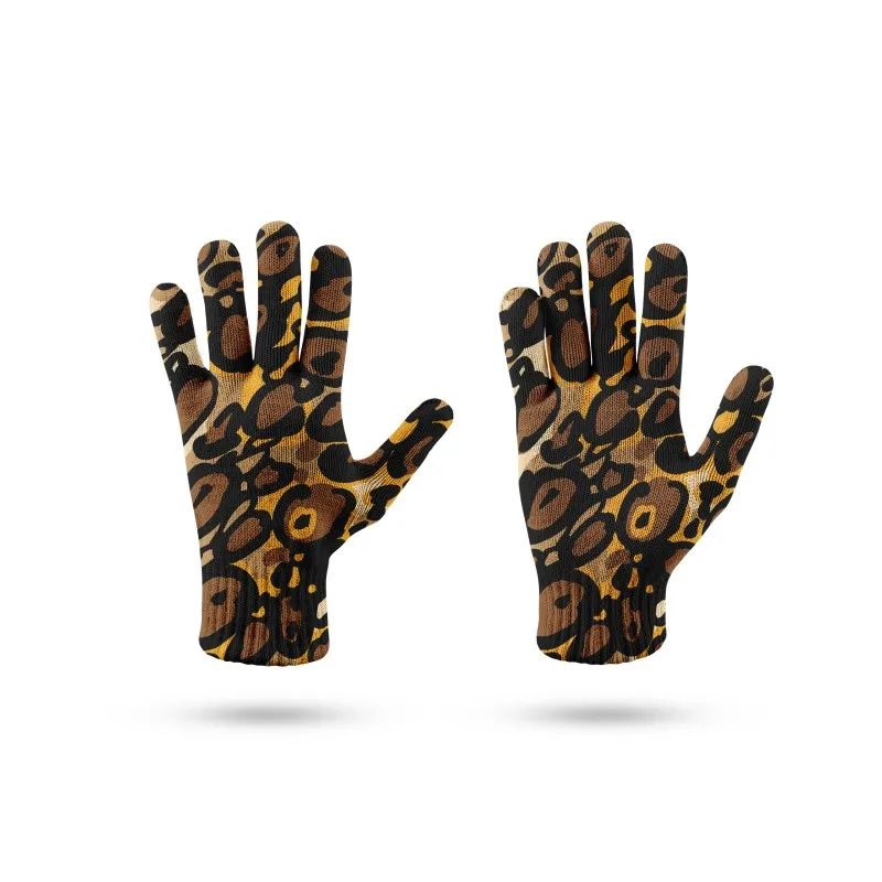 Leopard Personalized Printed Knitted Gloves High Quality Garden Cycling Polyester Gloves Funny Thermal Winter Protection Gloves