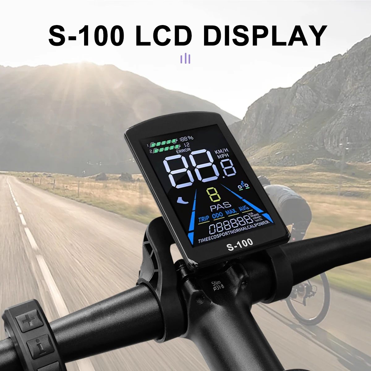 

Electric Bicycle S-100 LCD Display Meter 24V-72V with 5pin Waterproof /SM Plug Electric Bike LCD Meter Bicycle Accessories