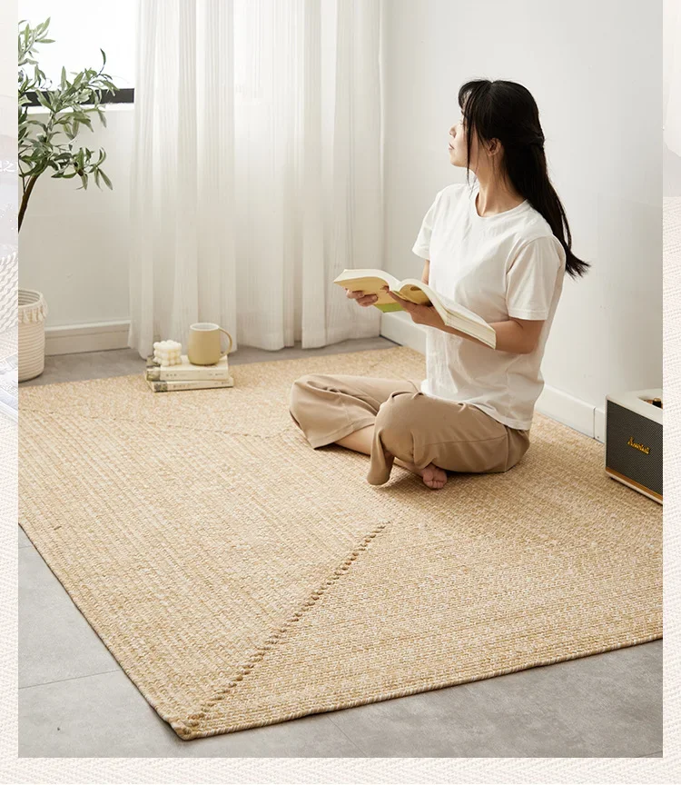 Hand-woven cotton and linen glue-free carpet living room sofa cushion high-end