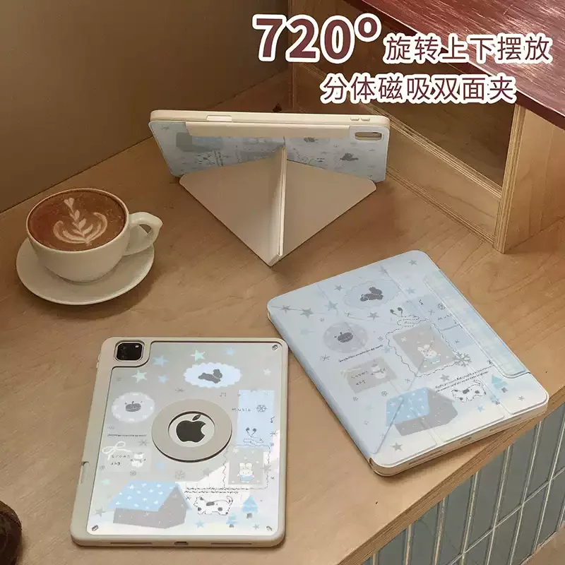 

Чехол Blue Star Cat For Magnetic Bow для планшетов iPad Pro 11, 12.9, 13 (M4, M3, M5), 8.3, 9.7, 10.2 (5/6/7/8/9 поколений), 10/11-го поколения, Air 4, 5, 6