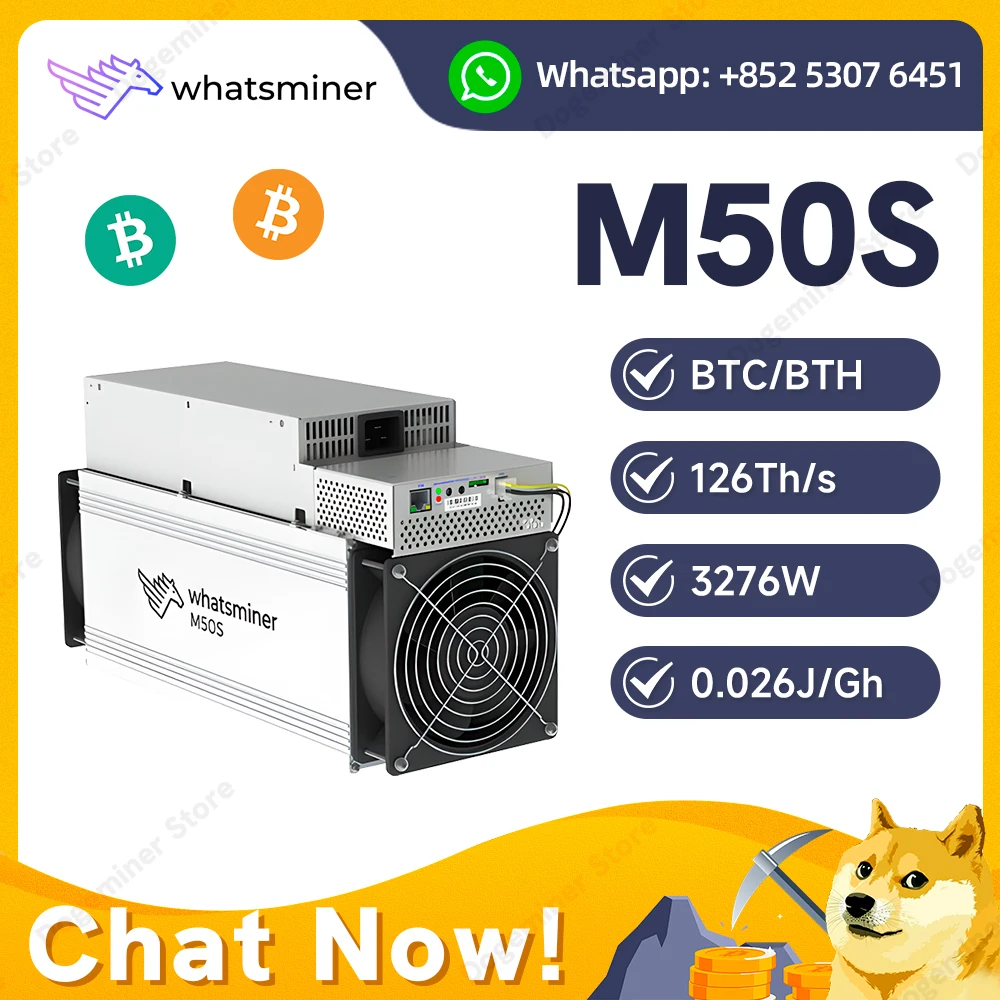 Bitcoin Miner MicroBT Whatsminer M50s 132T 3432W Asic Miner Cryptocurrency Mining Machine BTC Miners with PSU