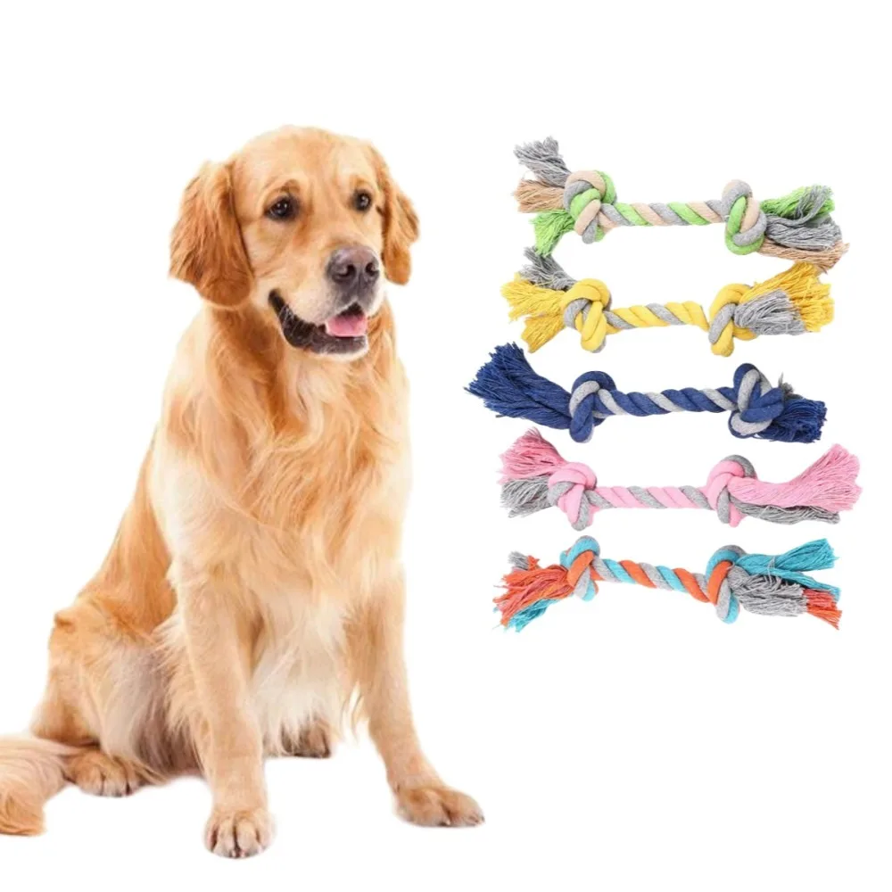 Cotton Dog Toys Chewing Rope Pet Molar Bite-resistant Knot for Small Dog Puppy Relieving Stuffy Cleaning Teeth Pet Chew Toys