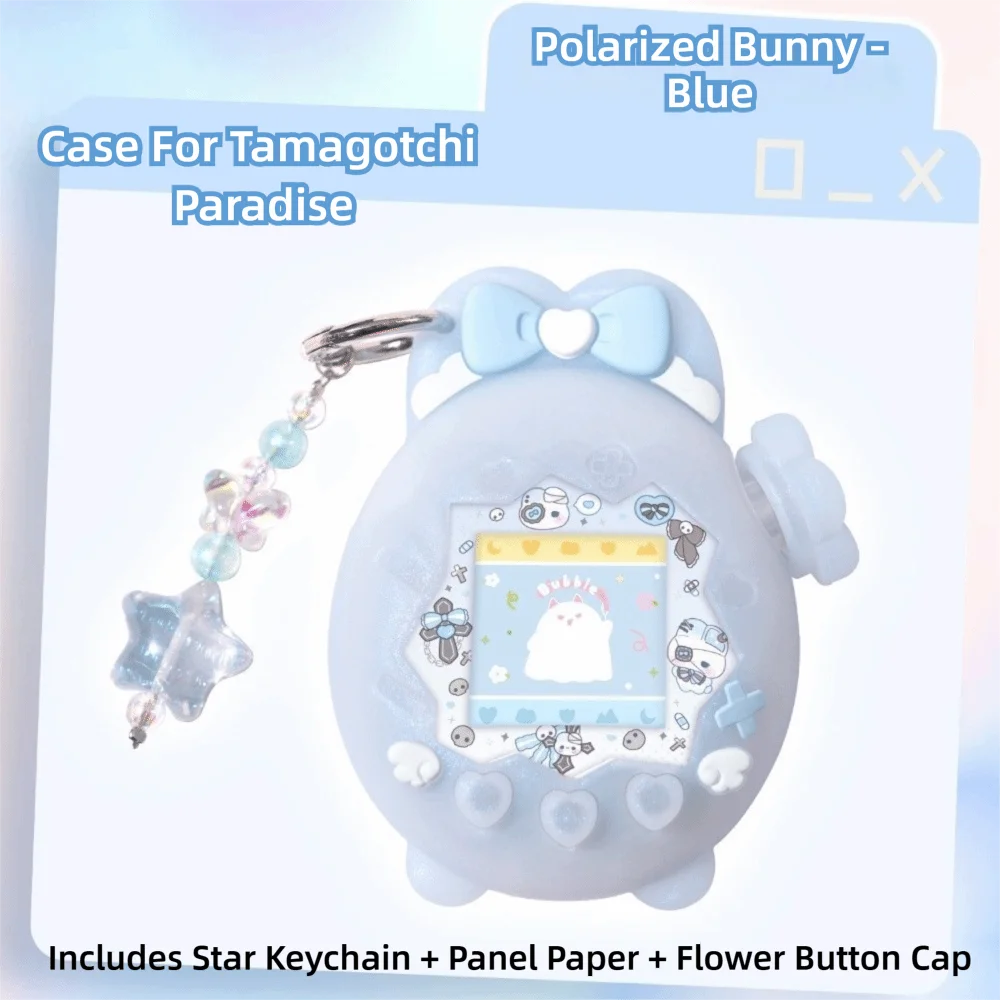 Silicone Protective Cover with Panel Sticker Pendant Knob Cover Protective Shell Cute Bunny Shape for Tamagotchi Paradise