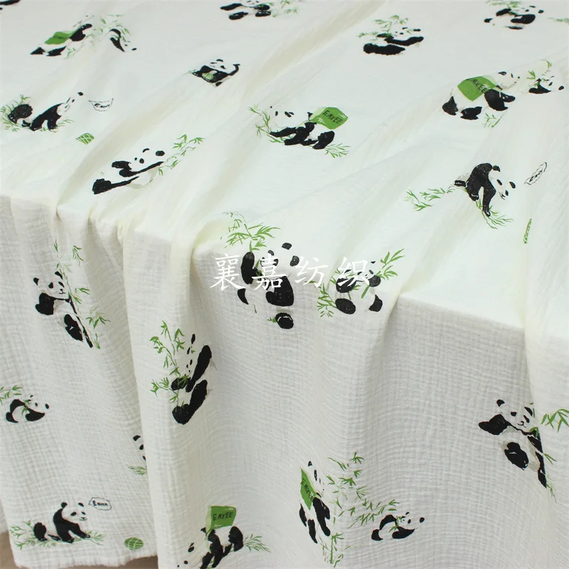 Baby Cotton Double Gauze, Cartoon Panda, Children's Pajamas, Covering, Blanket Fabric