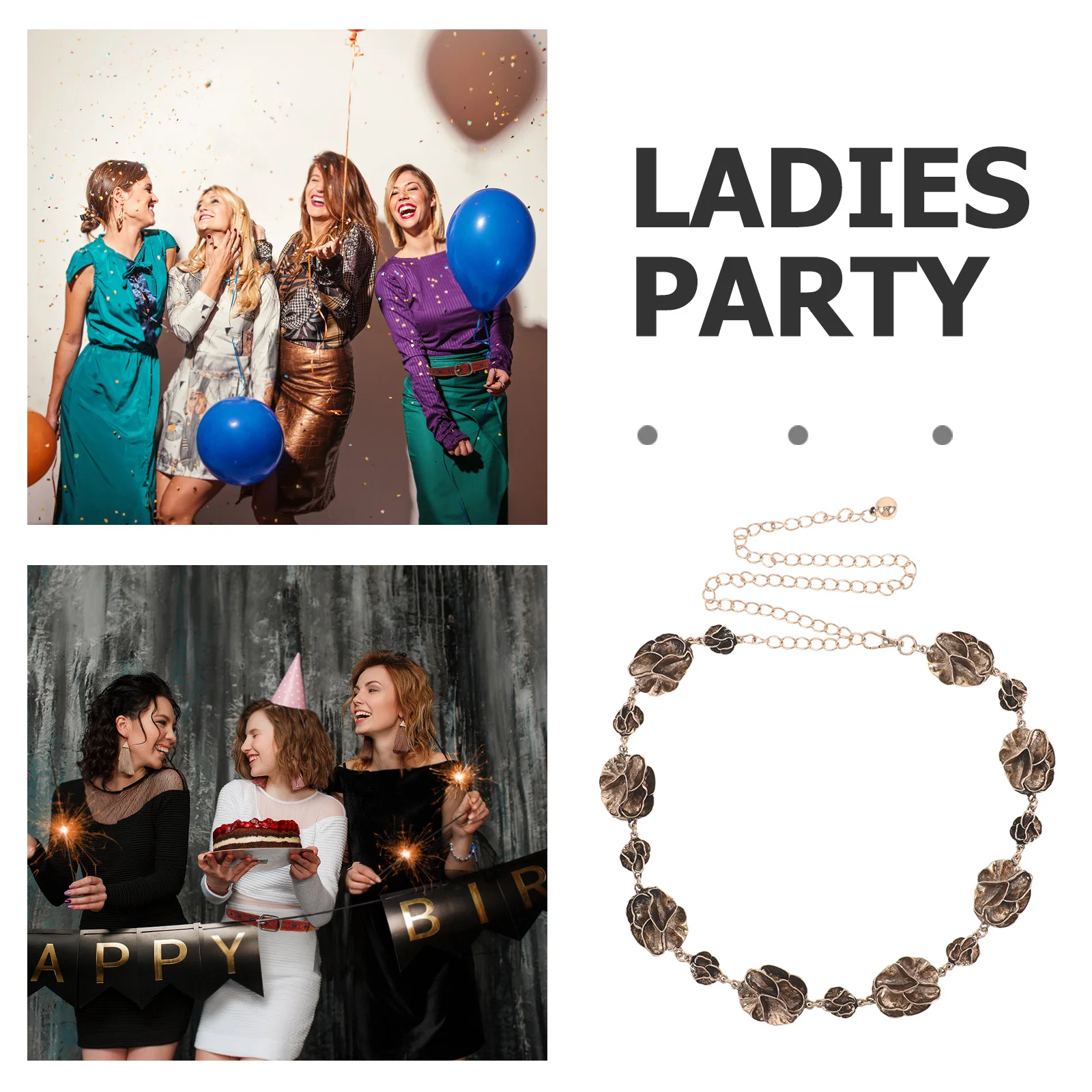 120 سنتيمتر قابل للتعديل ثلاثية الأبعاد زهرة معدنية الخصر حزام على شكل سلسلة أنيق الأزهار ملحق لفساتين الجينز بوهو ملابس النساء #5