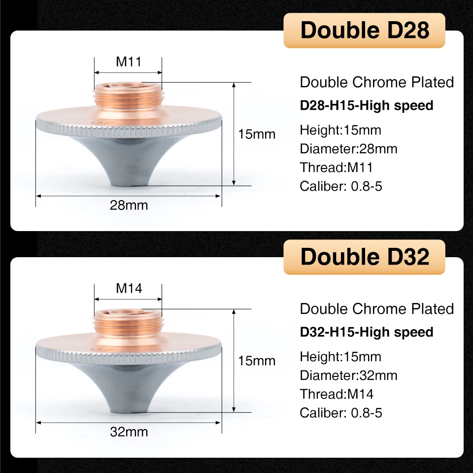 Raytools Laser Cutting Nozzle D28 M11 H15 Single Double Chrome Nozzle 1.0-3.5mm for Raytools Precitec Bodor Boci Laser Head Part