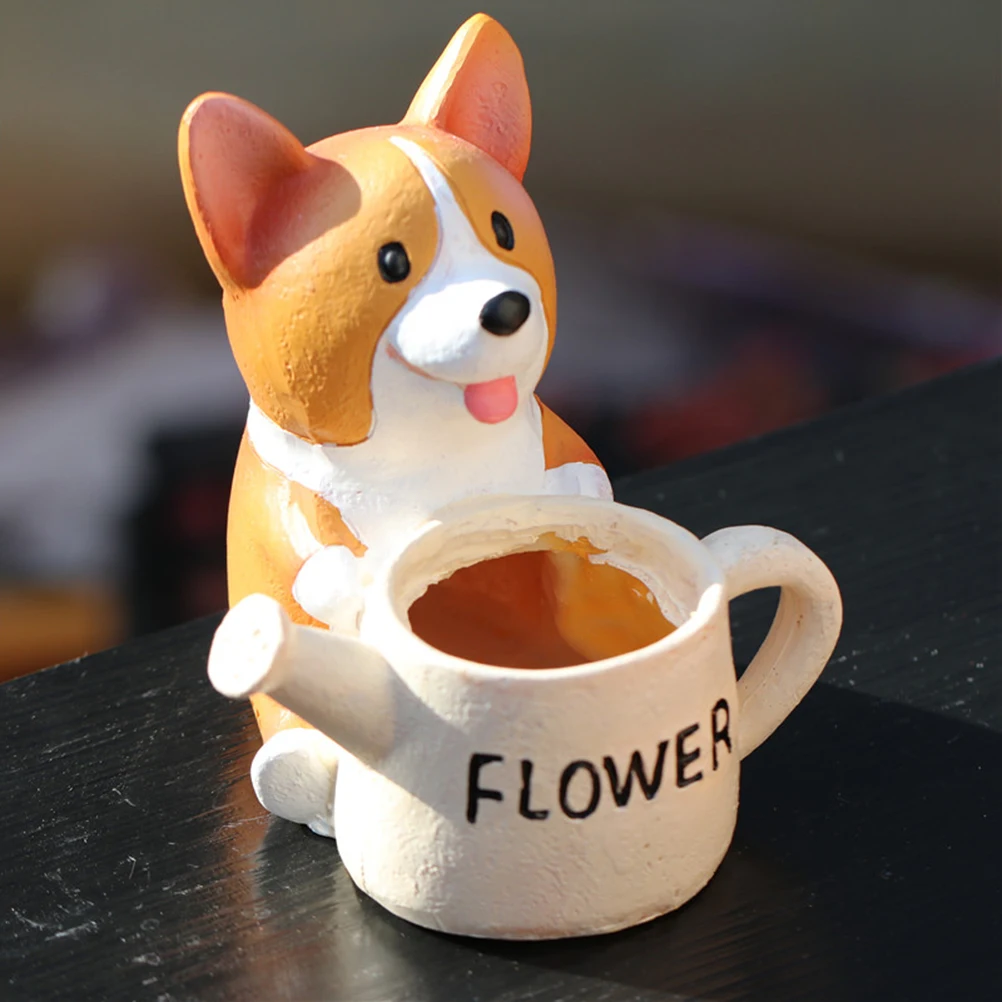 

Corgi Flower Pot Dog Lover Gifts Resin Plant Pots Cartoon Animal Shape Desktop Succulent Planter Vases Durable Small Flowers