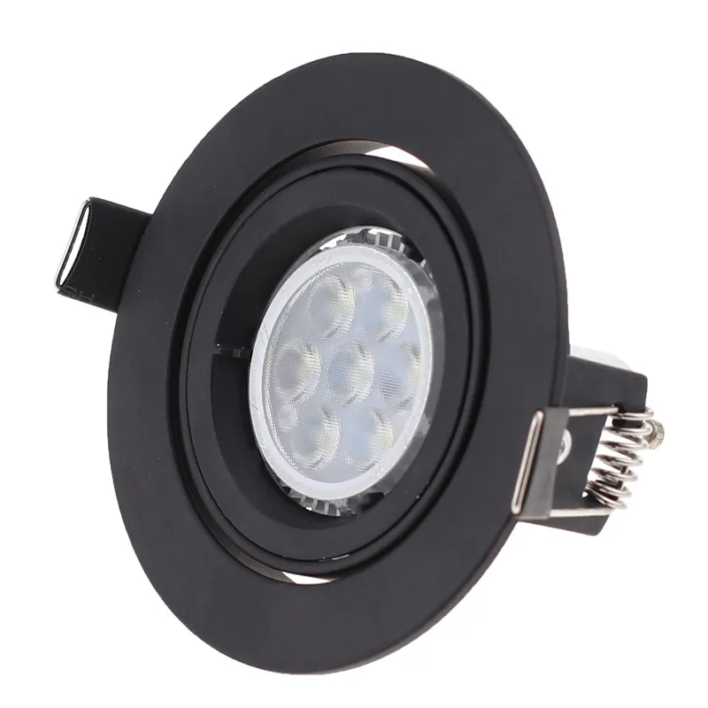 Black Recessed LED Ceiling Light MR16 GU10 Bulb Holder Trim ring Adjustable Frame Round Fixture Downlight