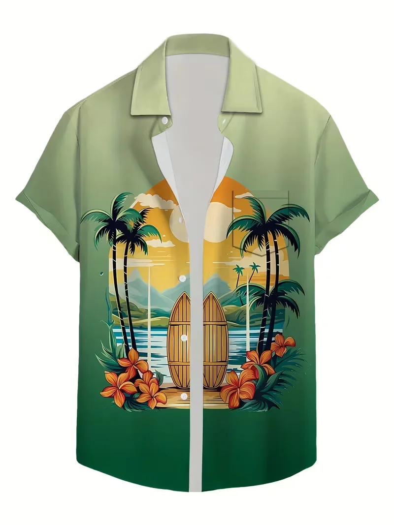 

Гавайская рубашка с тропическим 3D-принтом, пляжная рубашка для мужчин и женщин, модная блузка с коротким рукавом, повседневная одежда, топ