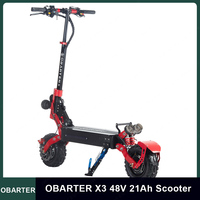 EU Stock OBARTER X3 48V 21Ah Dual Motor 2*1200W Top Speed 55km/h Powerful Adults 11inch OBARTER X3 Electric Scooter