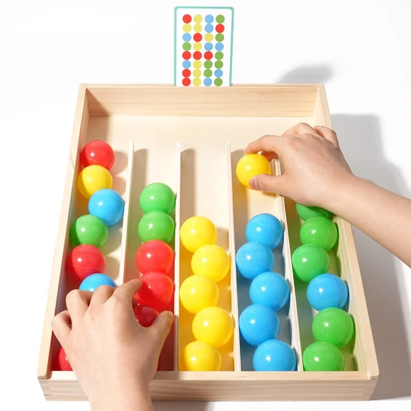 Jogo de tabuleiro de classificação de bola de arco-íris de madeira montessori brinquedos parroquecos cor cognição pensamento lógico desafio estratégia jogo social