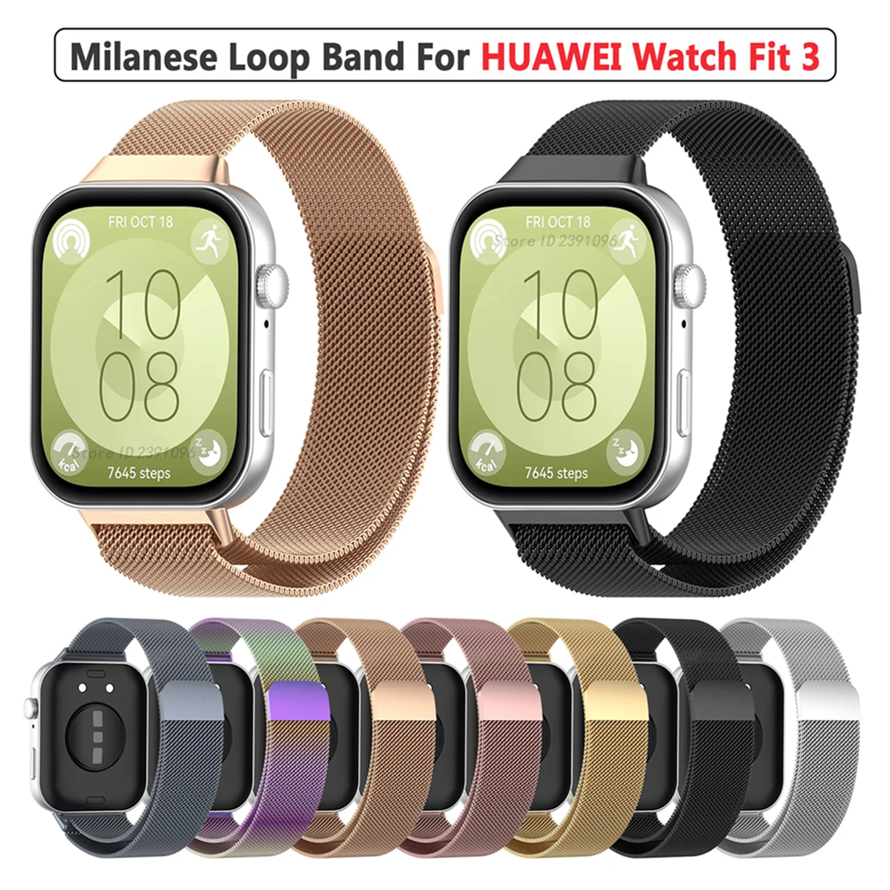 Milanese Loop Strap For Huawei Watch Fit 3 watch Stainless Steel Metal Bracelet for Huawei watch Fit 3 Wristbands Accessories