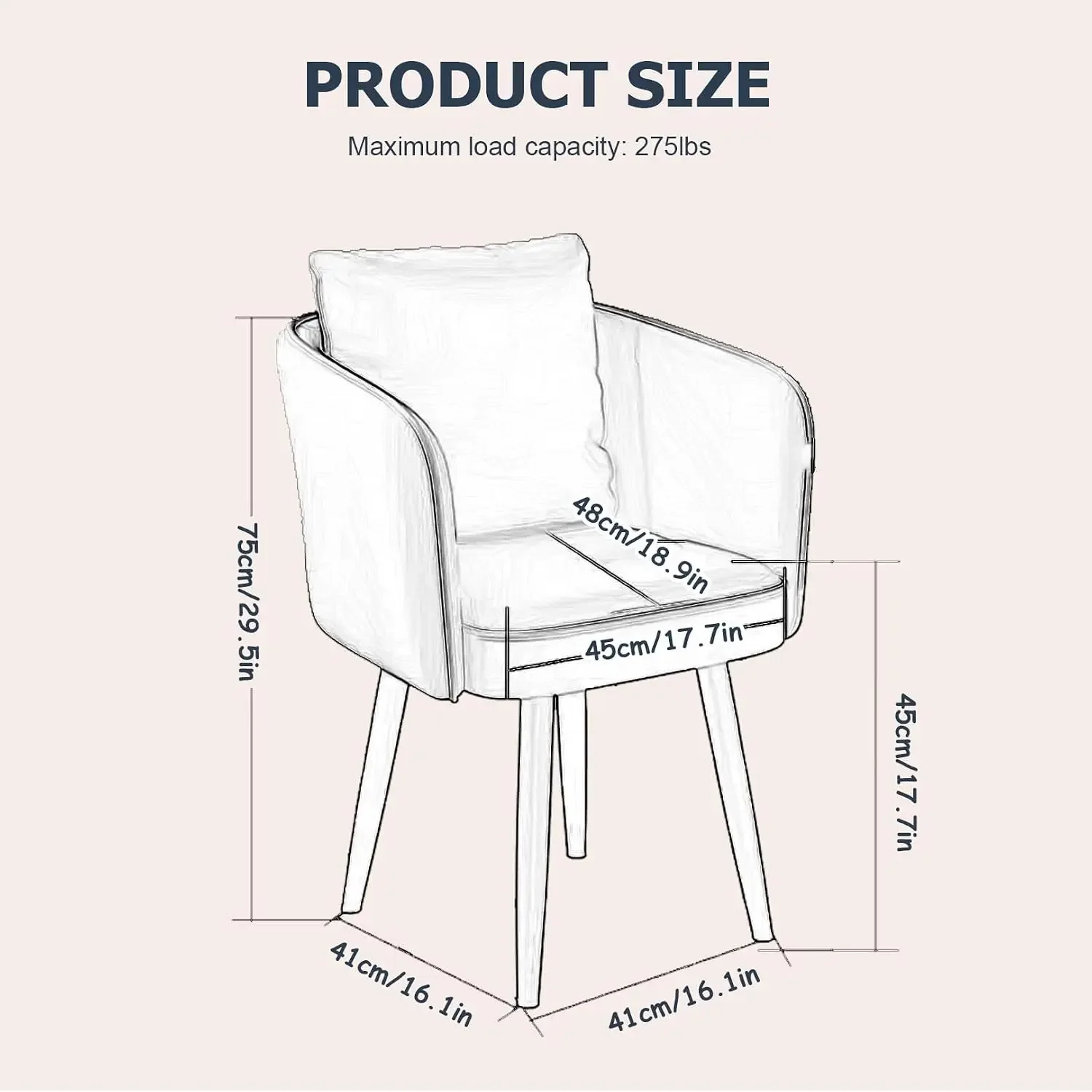 Kitchen Dining Chairs Upholstered Side Chairs with Ergonomic Backrest and Metal Frame for Living Room Dining Room(Coffee Brown)