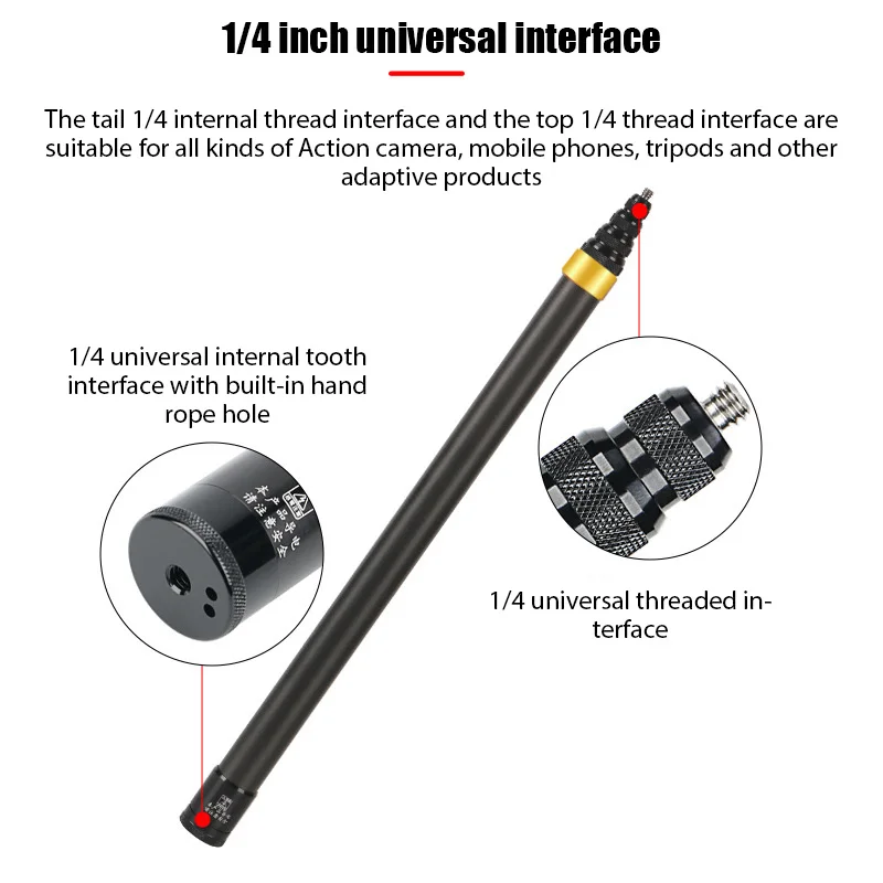 290CM Carbon Fiber Invisible Extended Edition Selfie Stick for Insta360 X3 GO 3 Action 4 Accessories for GoPro Selfie Stick