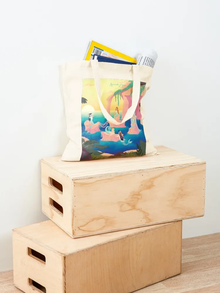 Mermaid Lagoon Tote Bag large size bags Gift bags Canvas bag reusable shopping bags