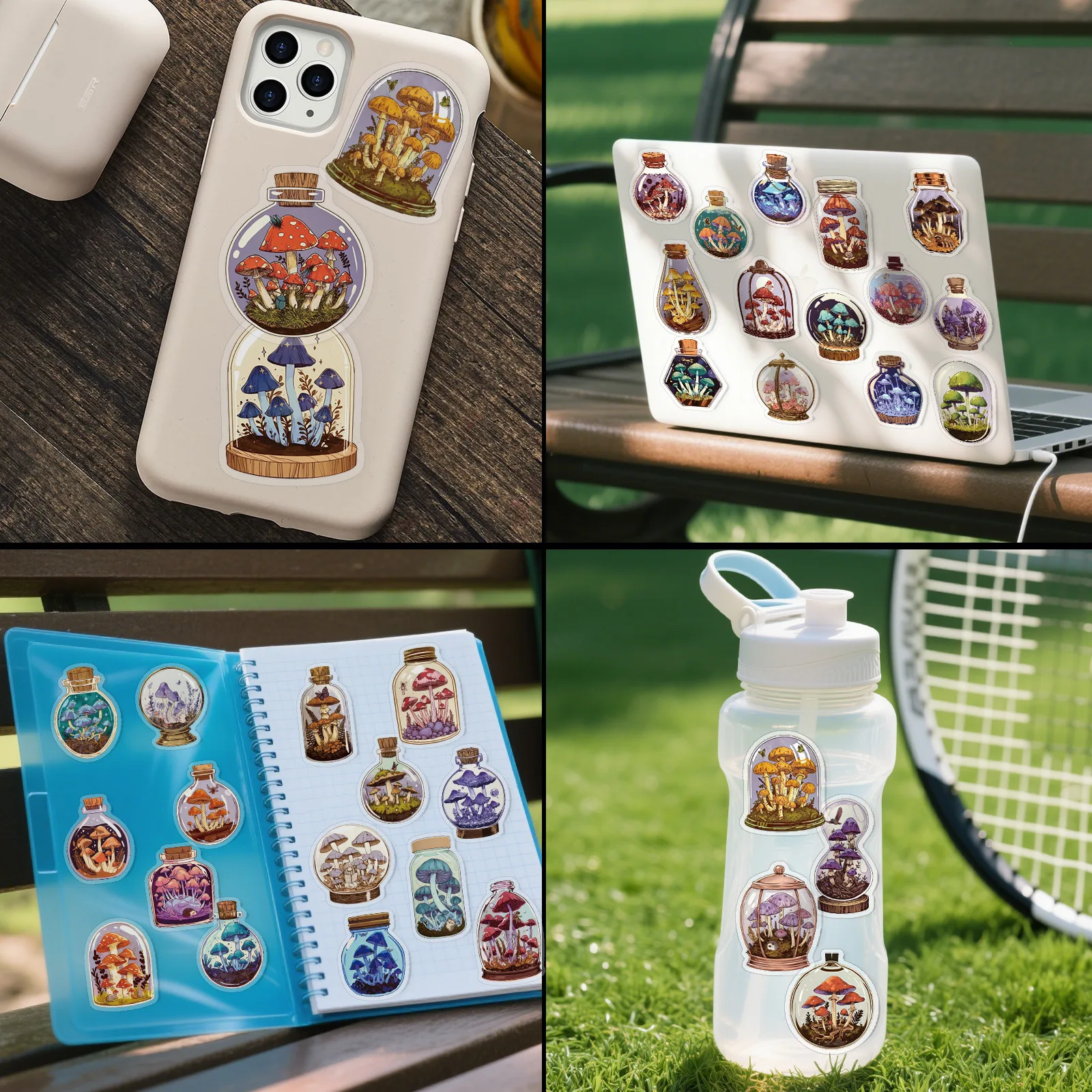 50PCS Kawaii Pilz Aufkleber Vintage Pilz Aufkleber Laptops Gepäck Tagebuch Skateboards Coole Gitarre Motorrad Aufkleber