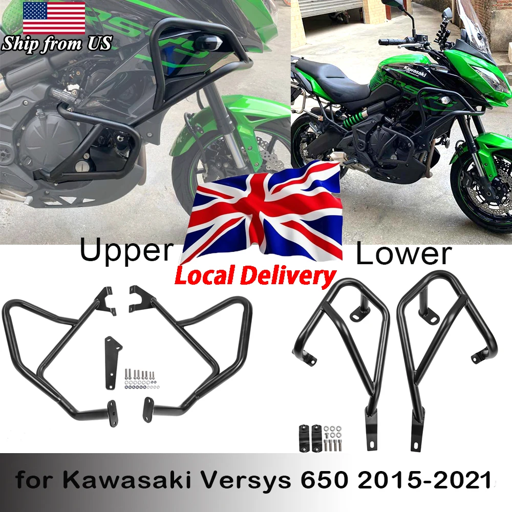 

Motorcycle Engine Guard Crash Bar Bumper Falling Protector for Kawasaki Versys 650 KLE650 KLE 650 2015 16 17 2018 2019 2020 2021