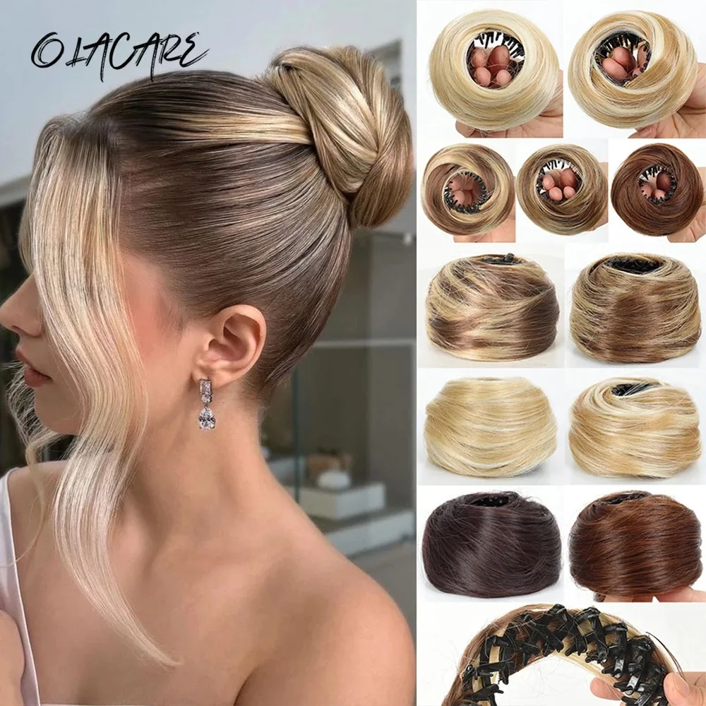 Pinza de pelo sintética mini para moños despeinados, postizo de donut para mujer y niña, chignon rizado con forma de nido de pájaro, retráctil