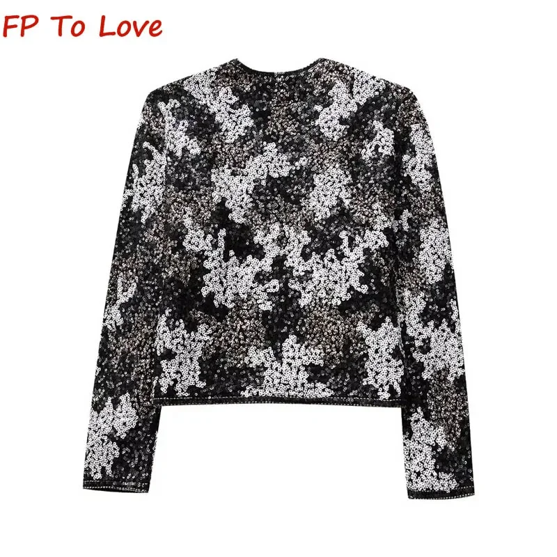 Vintage Style Loose Commuter Long Sleeve Jacket PB&ZA Woman Beaded Embellished Cardigan Jacket 0431102