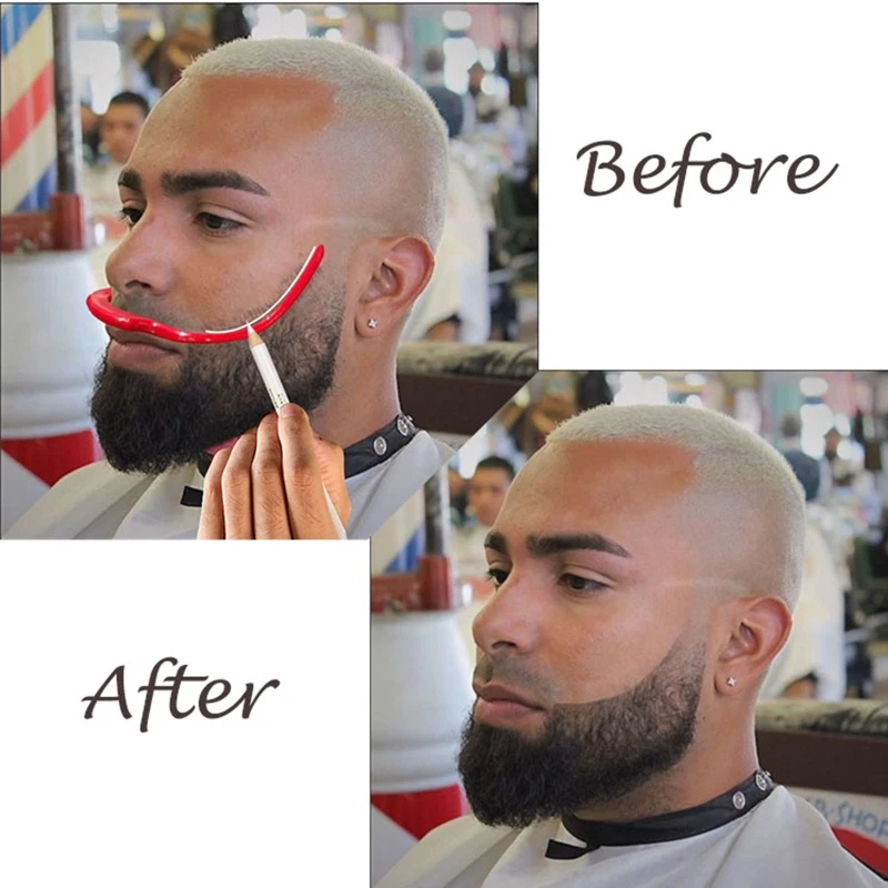 Beard Shaping Tool Men Tracing Guide for Lineup Edge Up Beard Cutting Trimmer Stencil Pencil Barber Supplies Grooming Kit