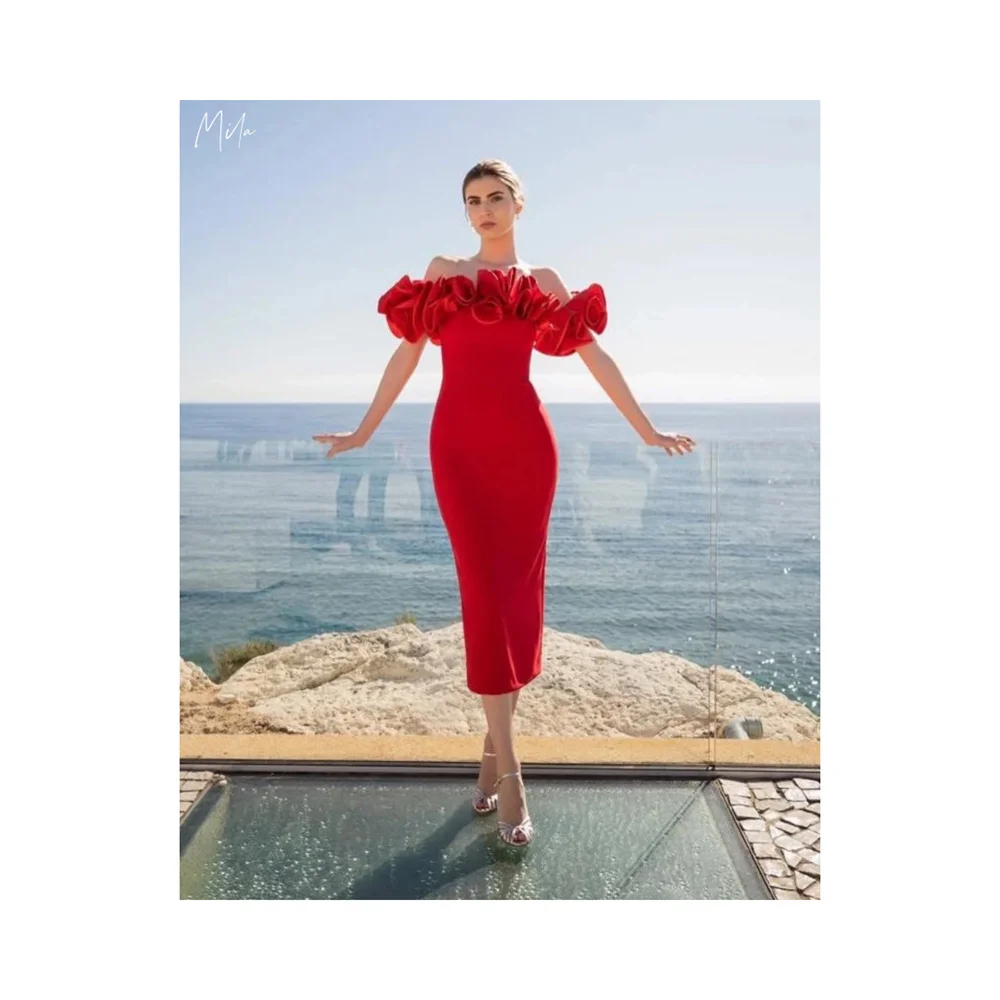 

Милое красное простое платье для выпускного вечера без бретелек, роскошные вечерние платья по индивидуальному заказу, платье-футляр длиной до пола, платья de fiesta 2025