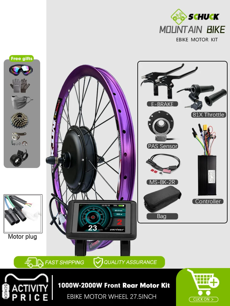 AliExpress schuck MTX39 Rim Electric Bike 48V/52V 1000W-2000W Front Rear Brushless Wheel Hub Motor With color Display For E-Bike Conversion Kit